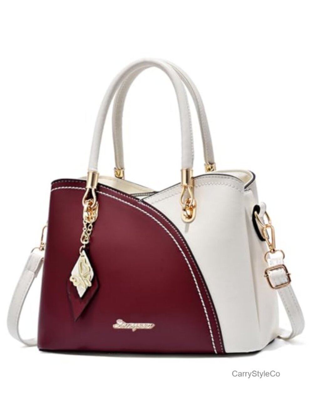 Synthetic Leather Satchel Tote Shoulder Bag Top Handle Purse